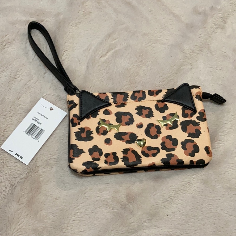 Betsey Johnson leopard cat wristlet